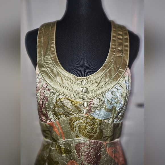 Floral Midi Dress With Invisible Zipper And Satin Waist Tie--100% Acetate Satin - Picture 2 of 15